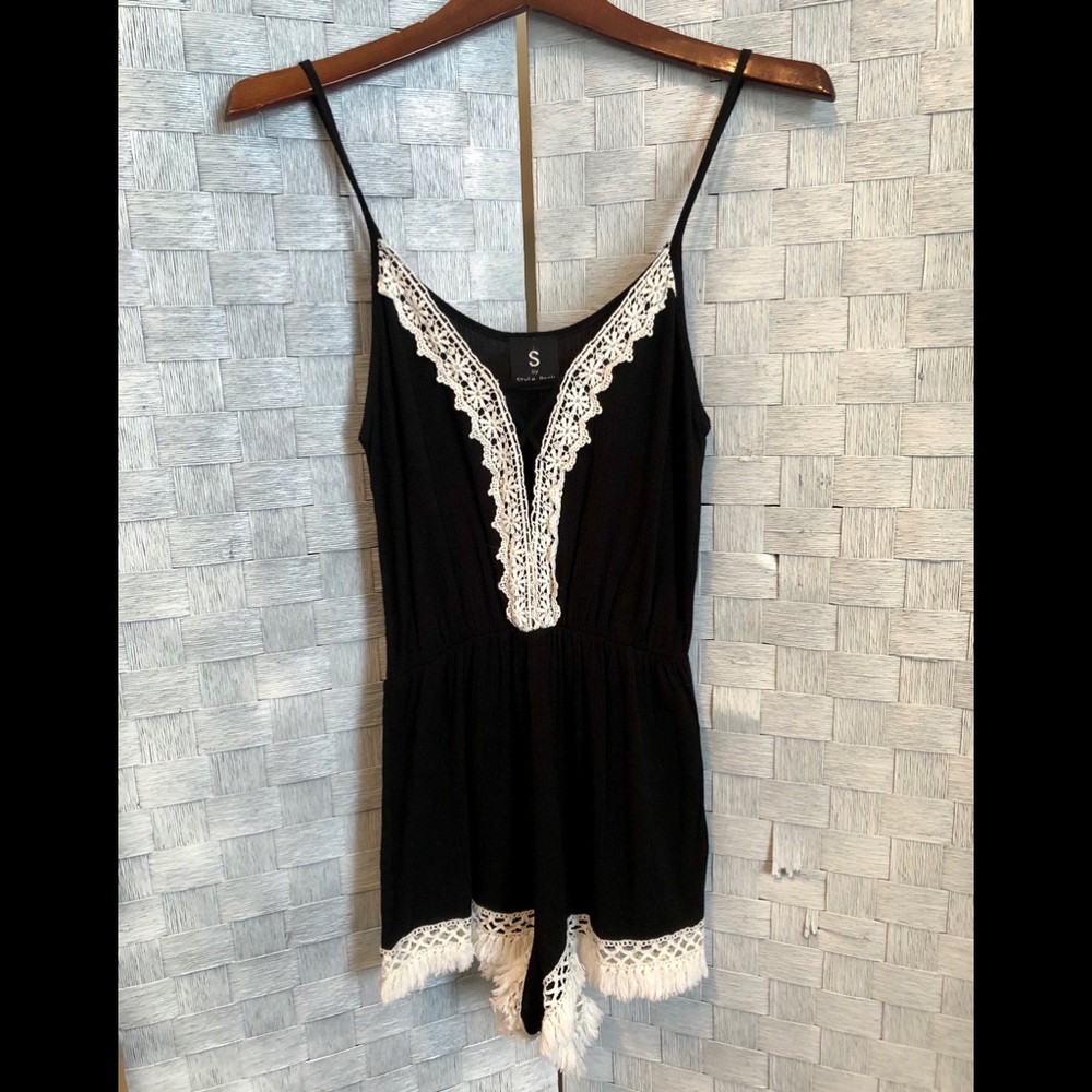 Black fringe romper size Small